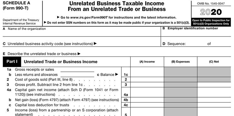 Form 990-T schedule A